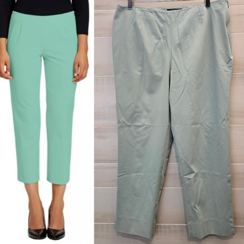 {12} Lafayette 148 New York Cropped Bleecker Casual Pant Seafoam Green Minty